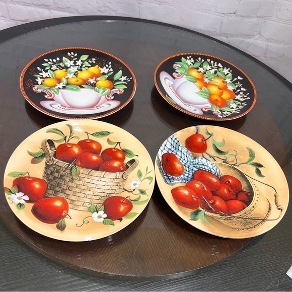 Other - 4 piece set decorative plate with still art pictures of fruits